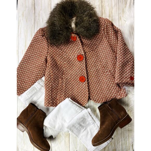 Slice Jackets & Blazers - Seine Orange White Tweed Style Jacket